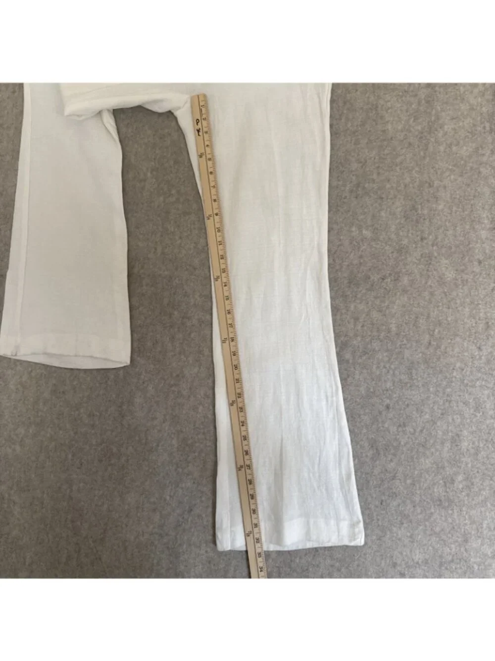 Zara High Waist Linen Flare Pants Womens M White Coastal New